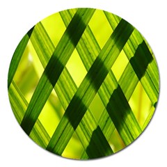 Leaves Grass Woven Magnet 5  (round) by artworkshop