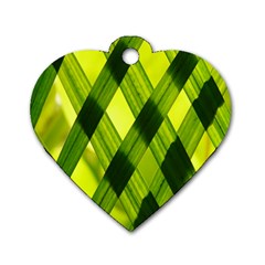 Leaves Grass Woven Dog Tag Heart (one Side) by artworkshop