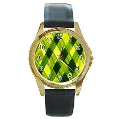 Leaves Grass Woven Round Gold Metal Watch by artworkshop