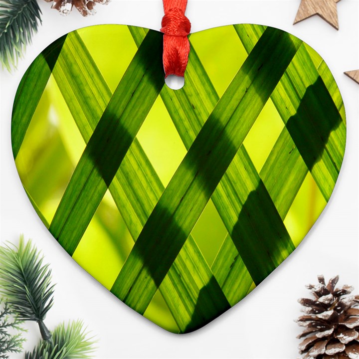 Leaves Grass Woven Heart Ornament (Two Sides)