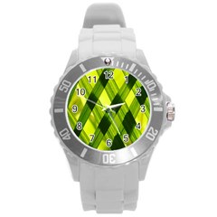 Leaves Grass Woven Round Plastic Sport Watch (l) by artworkshop