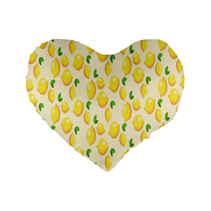 Lemon Standard 16  Premium Flano Heart Shape Cushions