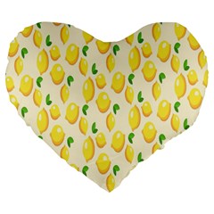 Lemon Large 19  Premium Flano Heart Shape Cushions by artworkshop