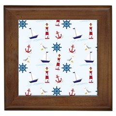 Lighthouse Sail Boat Seagull Framed Tile by artworkshop