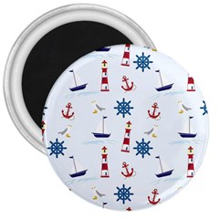 Lighthouse Sail Boat Seagull 3  Magnets by artworkshop