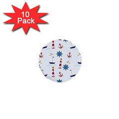 Lighthouse Sail Boat Seagull 1  Mini Buttons (10 Pack)  by artworkshop