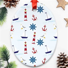 Lighthouse Sail Boat Seagull Ornament (oval) by artworkshop