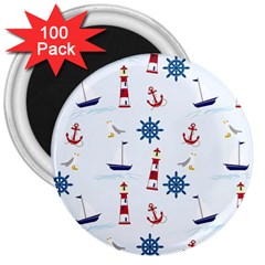 Lighthouse Sail Boat Seagull 3  Magnets (100 Pack) by artworkshop