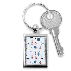 Lighthouse Sail Boat Seagull Key Chain (rectangle) by artworkshop