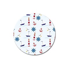 Lighthouse Sail Boat Seagull Magnet 3  (round) by artworkshop