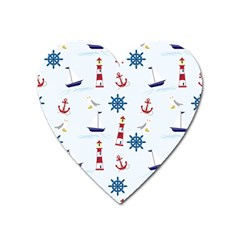 Lighthouse Sail Boat Seagull Heart Magnet by artworkshop