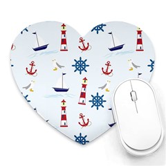 Lighthouse Sail Boat Seagull Heart Mousepads by artworkshop