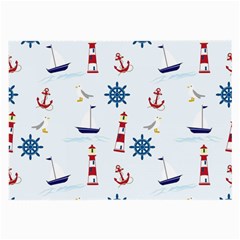 Lighthouse Sail Boat Seagull Large Glasses Cloth (2 Sides) by artworkshop