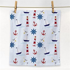 Lighthouse Sail Boat Seagull Face Towel by artworkshop