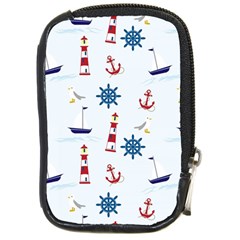 Lighthouse Sail Boat Seagull Compact Camera Leather Case by artworkshop