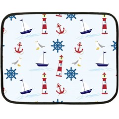 Lighthouse Sail Boat Seagull Double Sided Fleece Blanket (mini) 