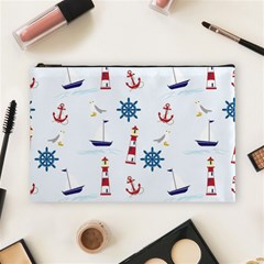 Lighthouse Sail Boat Seagull Cosmetic Bag (large) by artworkshop