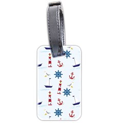 Lighthouse Sail Boat Seagull Luggage Tag (two Sides) by artworkshop