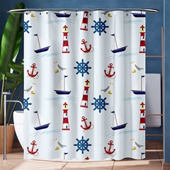 Lighthouse Sail Boat Seagull Shower Curtain 60  X 72  (medium)  by artworkshop