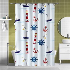 Lighthouse Sail Boat Seagull Shower Curtain 48  X 72  (small)  by artworkshop