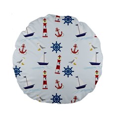 Lighthouse Sail Boat Seagull Standard 15  Premium Round Cushions by artworkshop