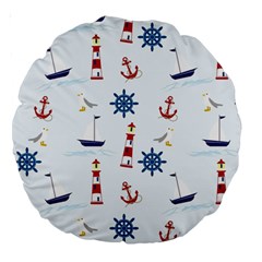 Lighthouse Sail Boat Seagull Large 18  Premium Round Cushions by artworkshop