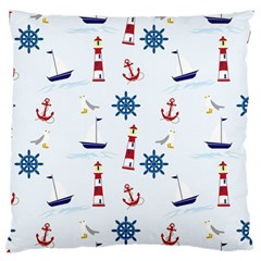 Lighthouse Sail Boat Seagull Large Flano Cushion Case (one Side) by artworkshop