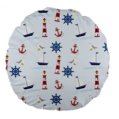 Lighthouse Sail Boat Seagull Large 18  Premium Flano Round Cushions by artworkshop