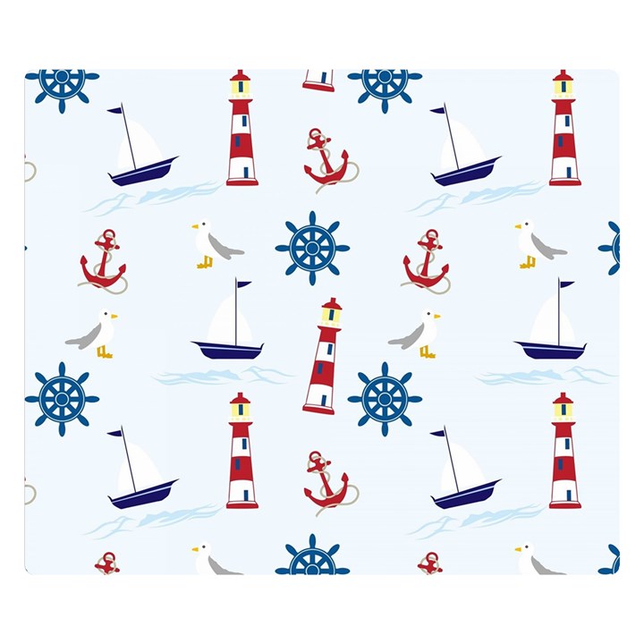 Lighthouse Sail Boat Seagull Double Sided Flano Blanket (Small) 