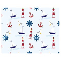 Lighthouse Sail Boat Seagull Double Sided Flano Blanket (medium)  by artworkshop