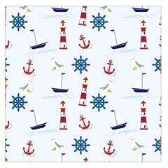 Lighthouse Sail Boat Seagull Square Satin Scarf (36  X 36 ) by artworkshop