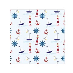 Lighthouse Sail Boat Seagull Square Satin Scarf (30  X 30 ) by artworkshop