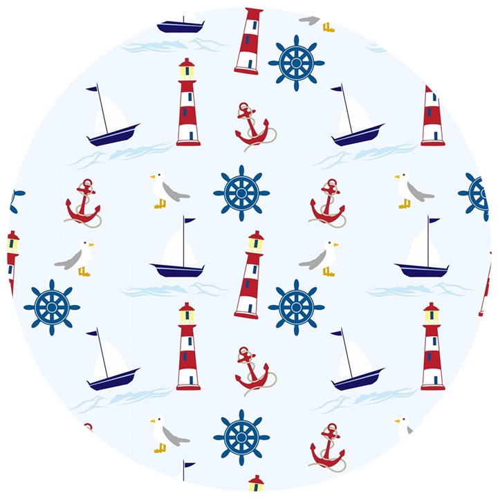 Lighthouse Sail Boat Seagull Wooden Puzzle Round