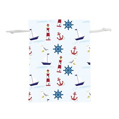 Lighthouse Sail Boat Seagull Lightweight Drawstring Pouch (l) by artworkshop