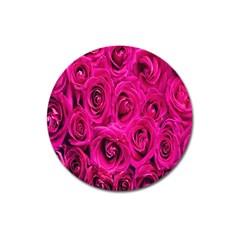 Pink Flowers Roses Magnet 3  (round) by artworkshop