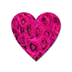 Pink Flowers Roses Heart Magnet by artworkshop