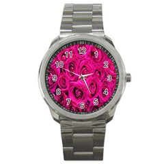 Pink Flowers Roses Sport Metal Watch by artworkshop