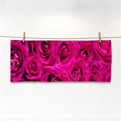 Pink Flowers Roses Hand Towel by artworkshop