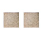 Textile Jute Brown Cufflinks (Square) Front(Pair)