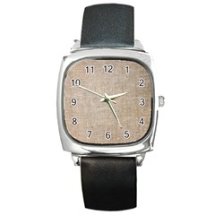 Textile Jute Brown Square Metal Watch by artworkshop