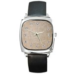 Textile Jute Brown Square Metal Watch Front