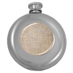 Textile Jute Brown Round Hip Flask (5 oz) Front