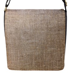 Textile Jute Brown Flap Closure Messenger Bag (s) by artworkshop