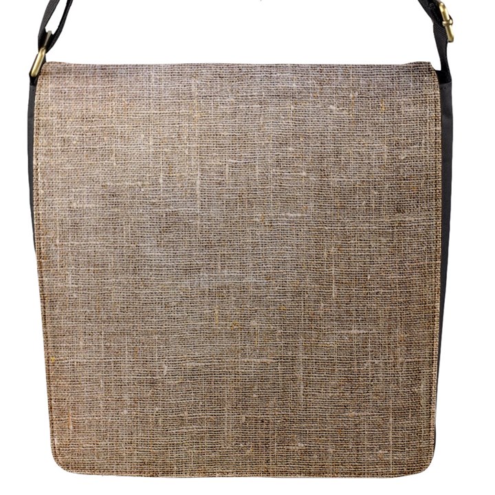 Textile Jute Brown Flap Closure Messenger Bag (S)