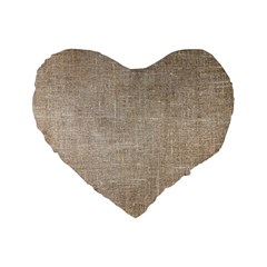 Textile Jute Brown Standard 16  Premium Flano Heart Shape Cushions by artworkshop