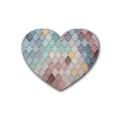 Tiles Shapes Rubber Heart Coaster (4 Pack) by artworkshop