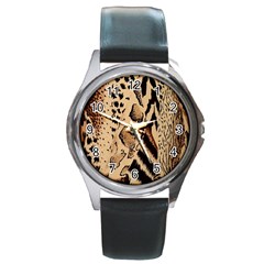 Animal-pattern-design-print-texture Round Metal Watch by nate14shop