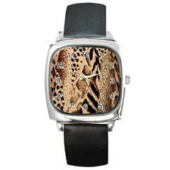 Animal-pattern-design-print-texture Square Metal Watch by nate14shop