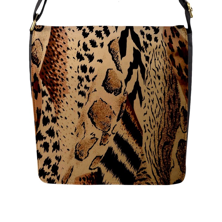 Animal-pattern-design-print-texture Flap Closure Messenger Bag (L)