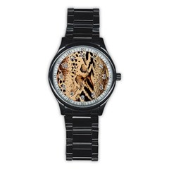 Animal-pattern-design-print-texture Stainless Steel Round Watch by nate14shop